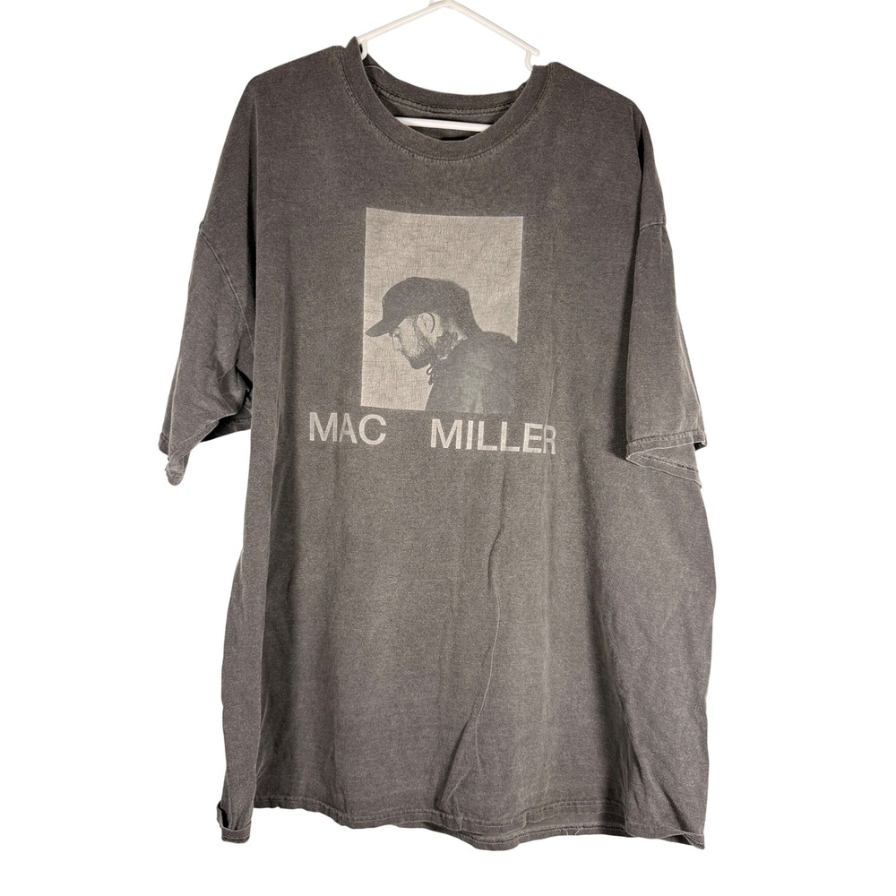 Mac Miller Graphic T-Shirt Charcoal Gray Mineral Wash Mens XXL 2XL Official Tee